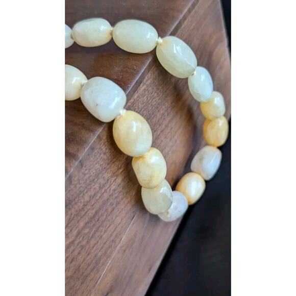 Vtg Polished Yellow Quartz Necklace Sterling Chunky Bead GemStone 18" 105 Grams - Picture 7 of 16